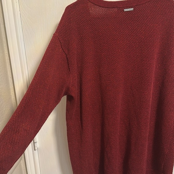 Michael Kors Maroon Red W/Shimmer Size 1X Long Sleeved Sweater Soft Comfortable - Picture 8 of 9